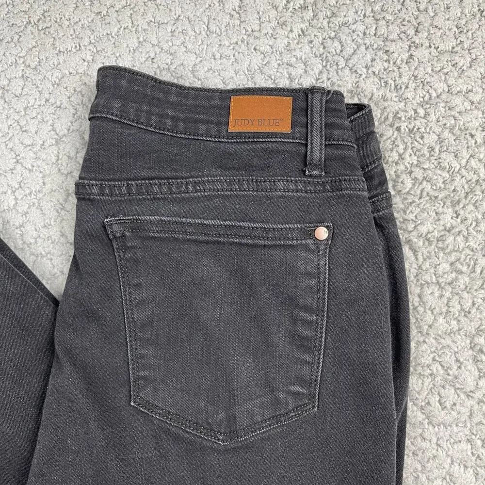 Judy Blue Skinny Fit Jeans 13/31 Mid Rise Destroyed Leopard Patch Denim Black